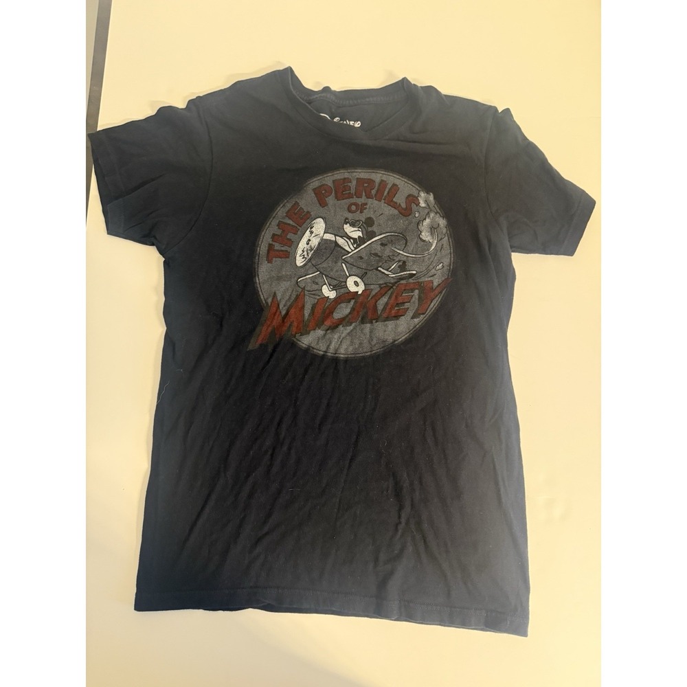 Disney The Perils of Mickey Graphic T Shirt Women's Size Medium Black Cotton